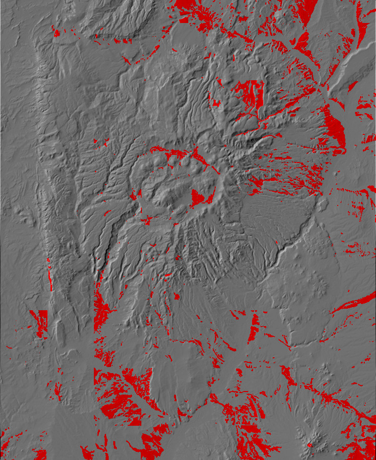 Digital relief map of terrace gravels in the Jemez
        Mountains