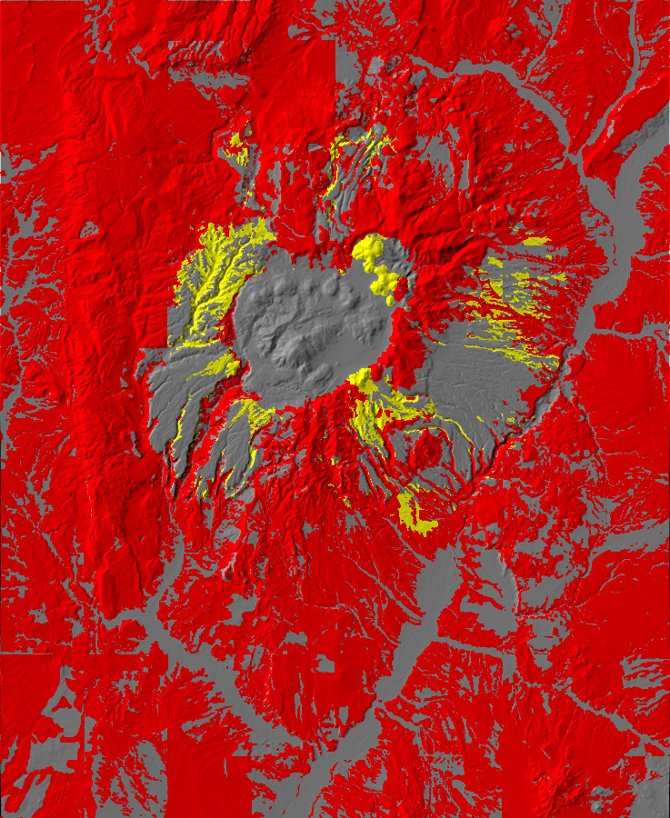 Digital relief map of precaldera rocks in the Jemez
        region
