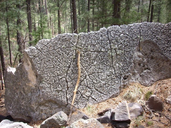 Tuff block with unusual erosional surrface