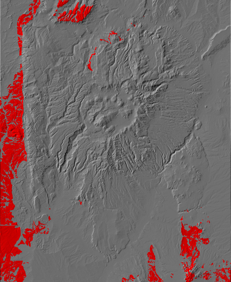 Digital relief map of Cretaceous exposures in the Jemez
      Mountains