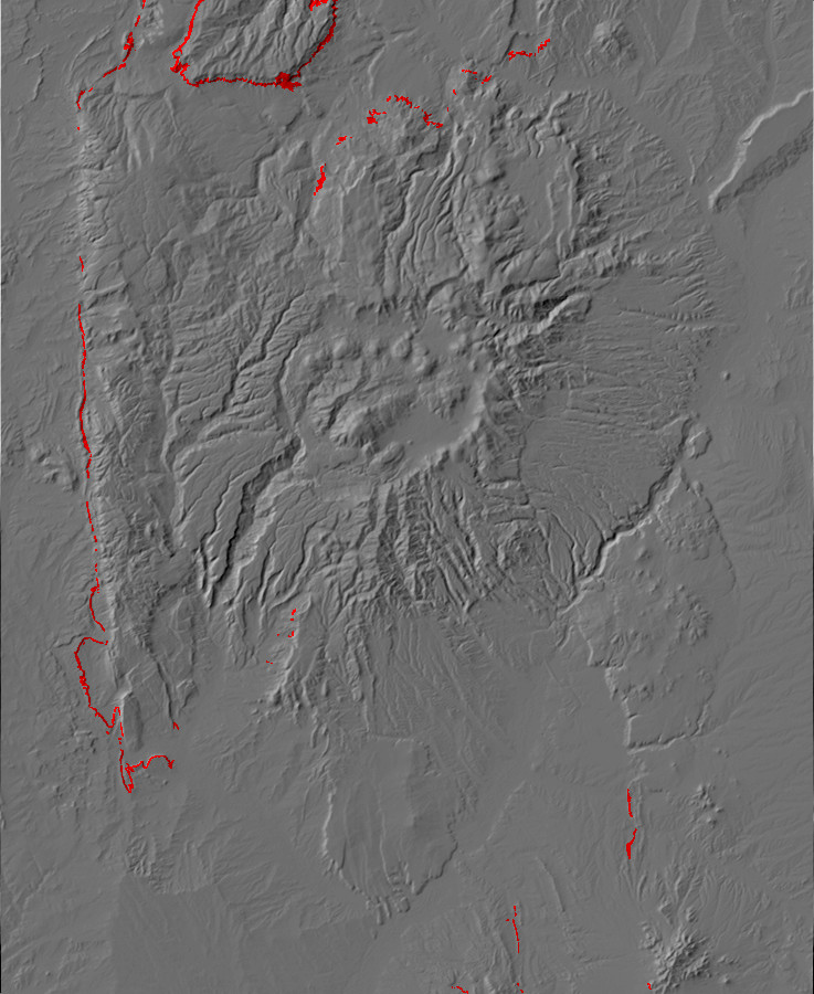 Digital relief map of Jurassic exposures in the Jemez
        Mountains