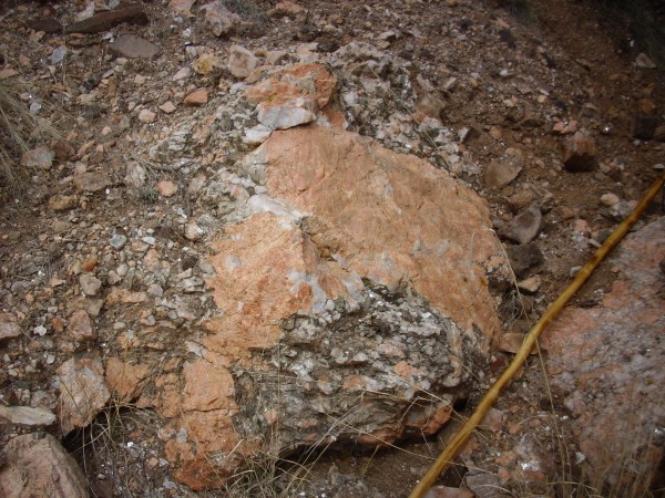 Feldspar in
          pegmatite