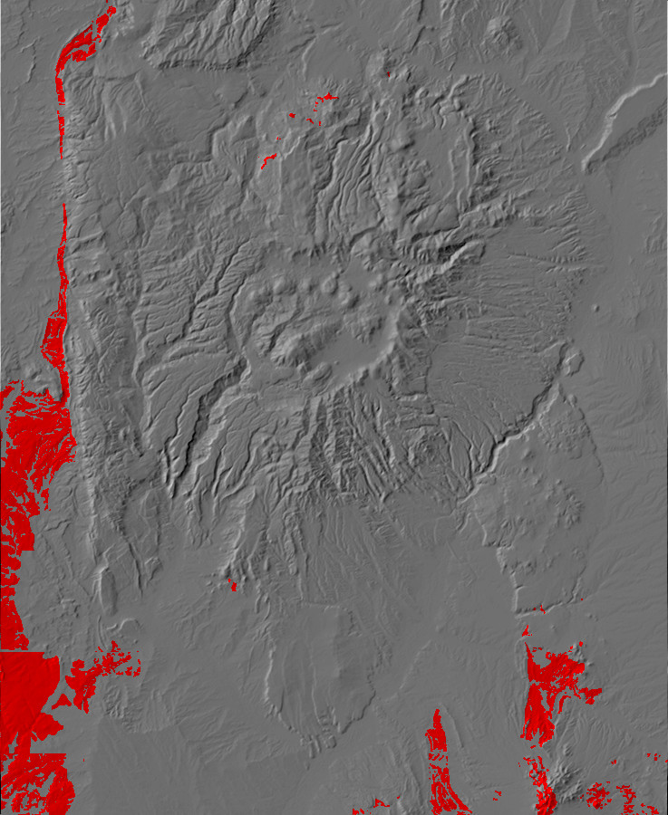 Digital relief map of Mancos Formation exposures in the
        Jemez Mountains