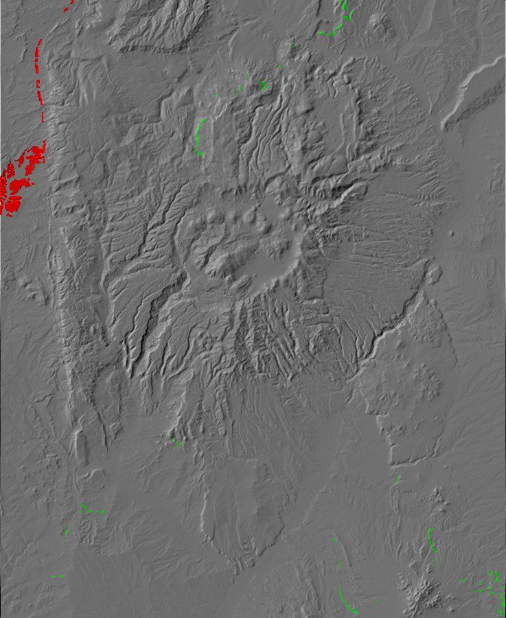 Digital relief map of Paleocene paleotopography in the
        Jemez Mountains