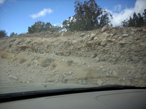 Puye Formation in
        road cut on 31 Mile Road