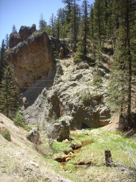 Redondo
          Creek rhyolite stack along Sulfur Springs