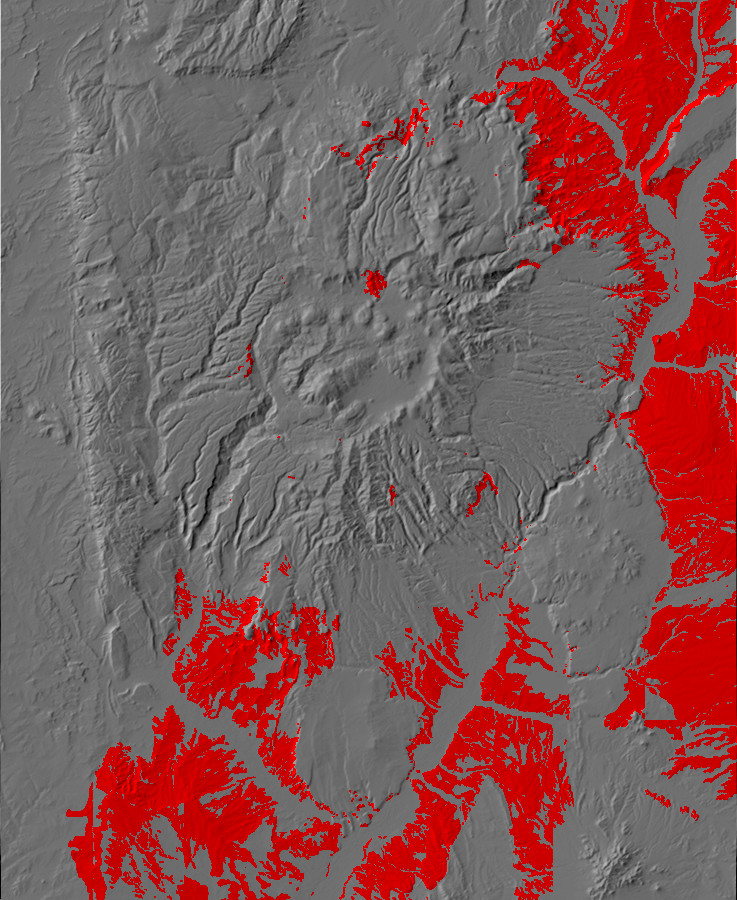 Digital relief map of Santa Fe Group exposures in the
      Jemez Mountains